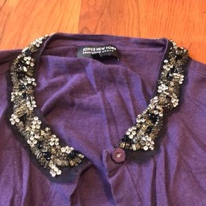 EUC: Size 3X Purple Jeweled Cardigan/Jones NY